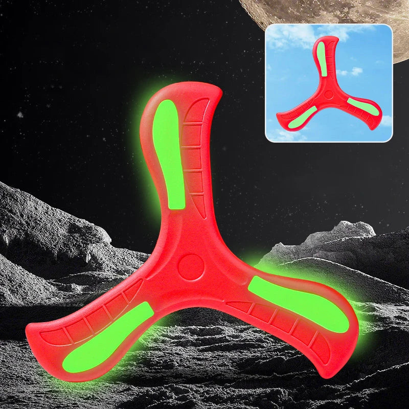 Soft EVA Luminous Boomerang Toy Three-leaf Returning Flying Disc Safe Outdoor Sports Game for Kids Adults Parent-Child Play
