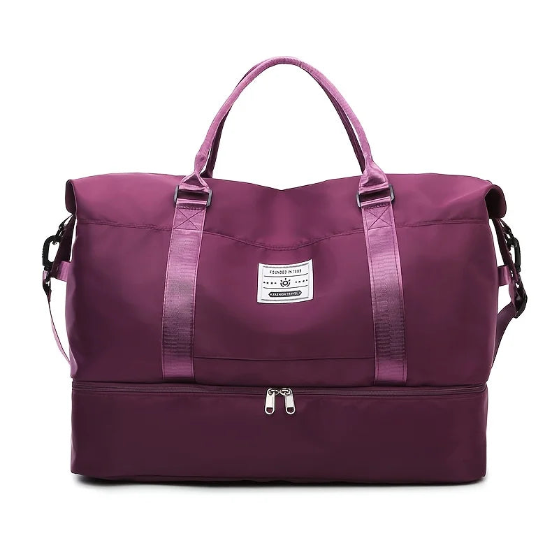 Weekend Travel Gym Bag with Wet/Dry Separation Pocket, Large Capacity Multi-Functional Independent Shoe Compartment Strap, Simpl