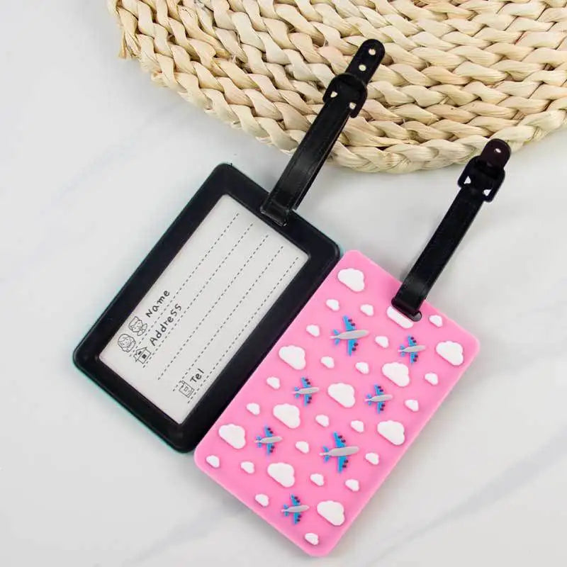New Cloud Airplane Print PVC Luggage Tags Id Name Suitcase Tag Cute Luggage Tag Luggage Identification Label Travel Accessories