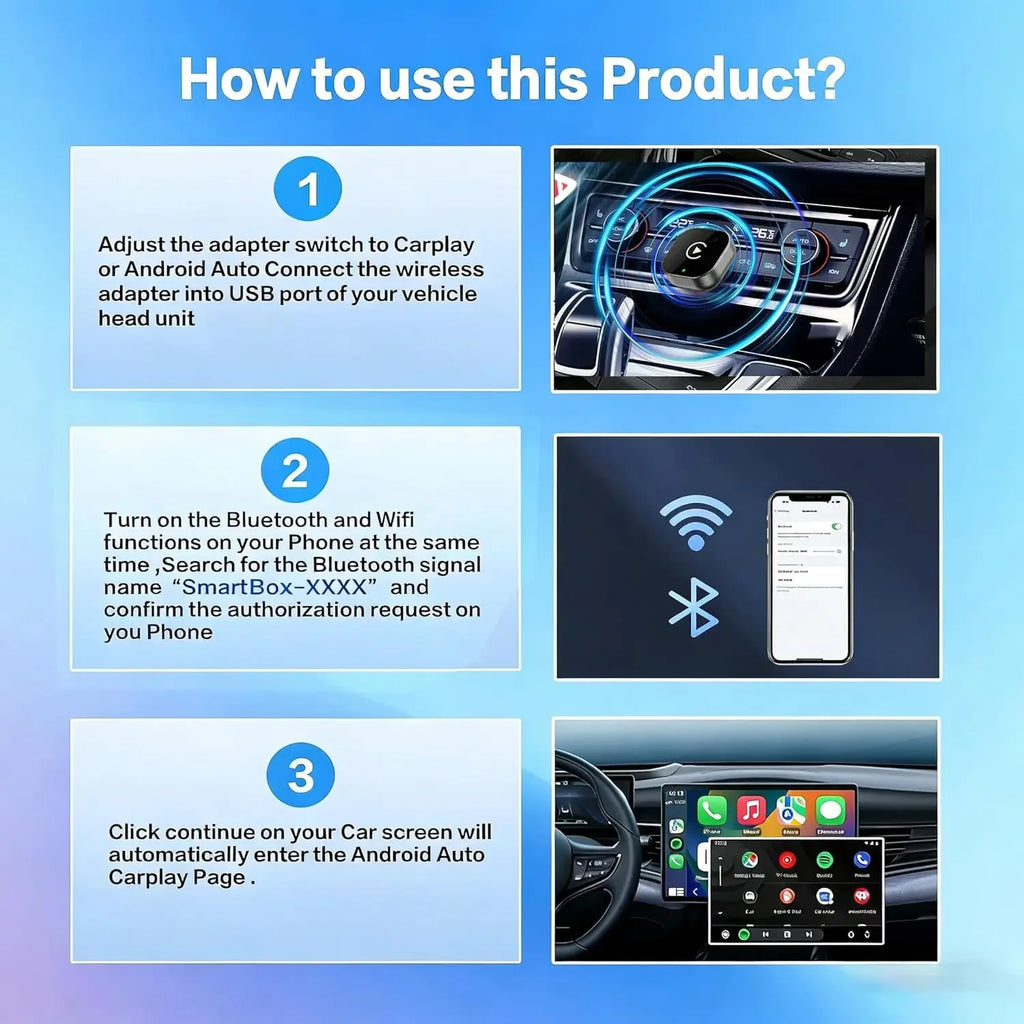 2026 Wireless CarPlay Adapter for iPhone with No Audio Lag Auto-Connect Feature Bluetooth 5 Convert Wired to Wireless CarPlay