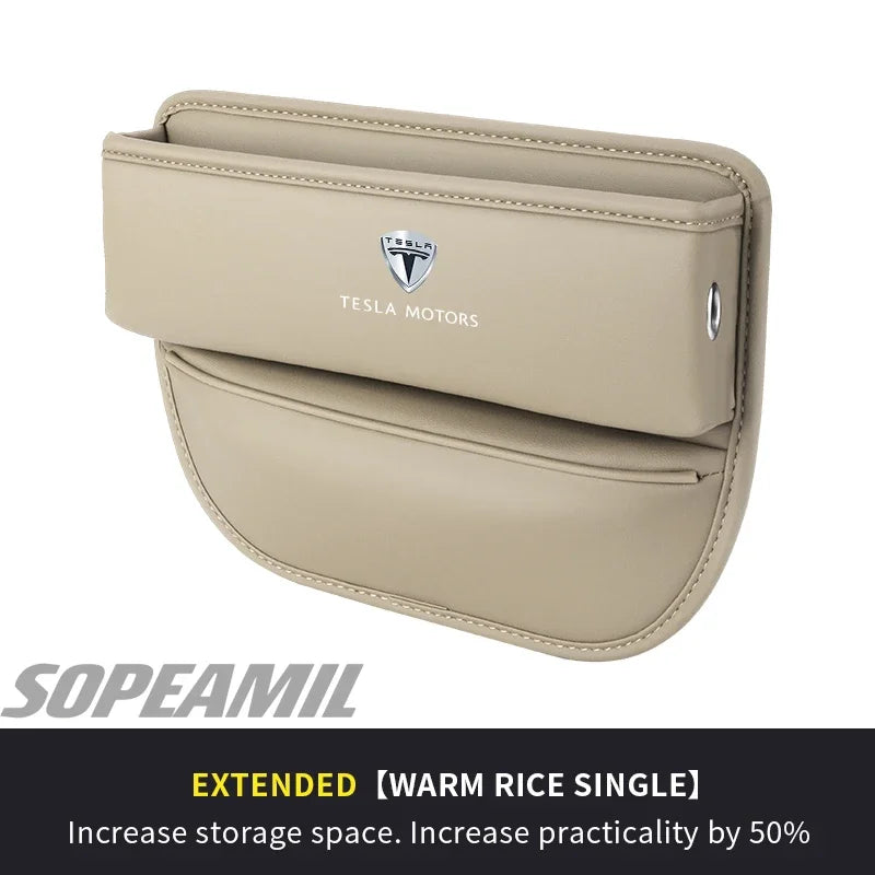 Car Leather Seat Multifunctional Water Cup Holder Storage Box Gap Storage Case Tesla Model 3 Model Y Model S Model X Cybertruck