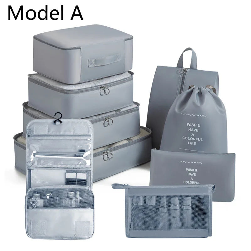 9Pcs/set High Quality Luggage Storage Bags For Packing Cube Clothes Underwear Cosmetic Bag Travel Suitcase Organizer Bag Pouch