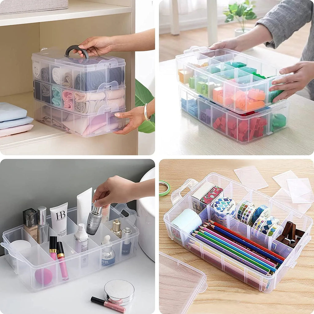 30 Grid Car Model Storage Containers 3 Layer Stackable Craft Storage Box With Handle Bead Organizer For Art,Toy,Washi Tape,Nail