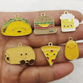 10pcs Drip Oil Alloy DIY Food Emoji Bag Accessories Burger Pizza Beer Bracelet Pendant Keychain Bag Pendant