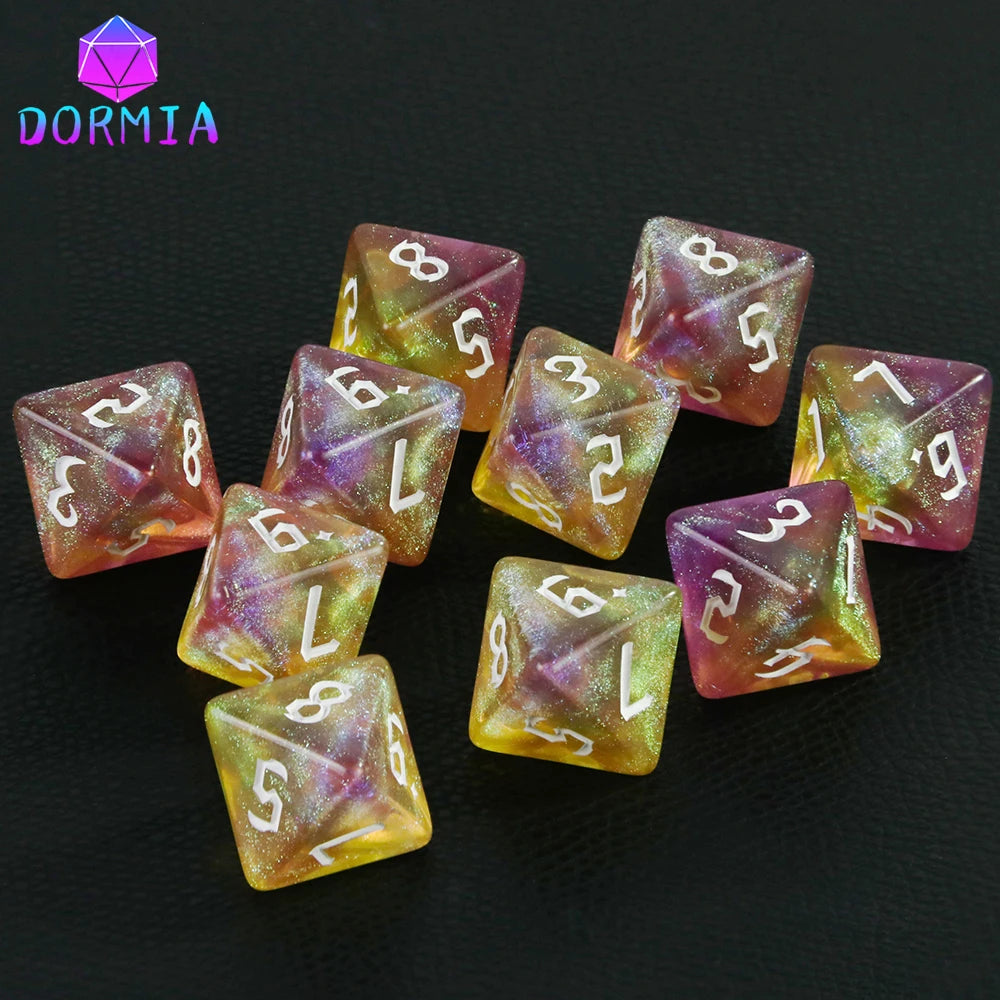 D8 Mixed Colours Polyhedral Dice 8 Sided Amazing Glitter Dice for DND Roleplay Game Math Teaching Playing Tabletop Games