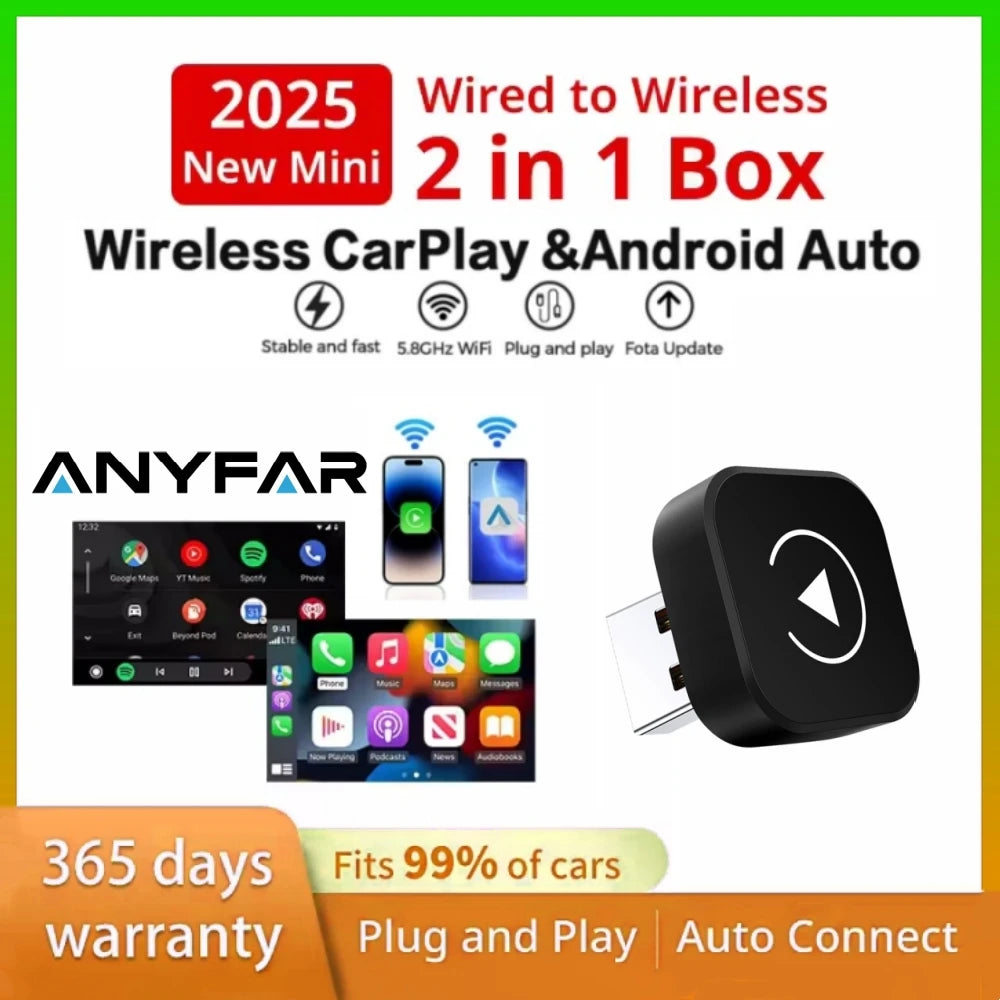 2026 Upgraded Wireless CarPlay Adapter& Android Auto Adapter, Mini&Stable CarPlay Wireless Dongle for iOS 10 Android 11and Above