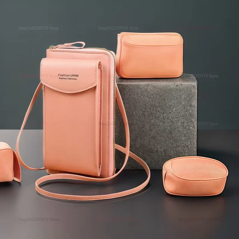 2025 New Style Long Neck Women's Handbag Large Capacity Crossbody Wallet Mobile Phone Purse Zipper Solid Color Stylish Bag
