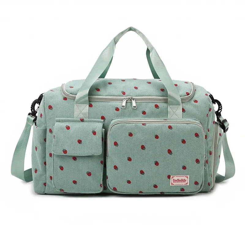 Corduroy Travel Tote Bag Large Capacity Carry On Travel Bag With Shoe Compartment Sports Fitness Bags For Women Duffle Bags