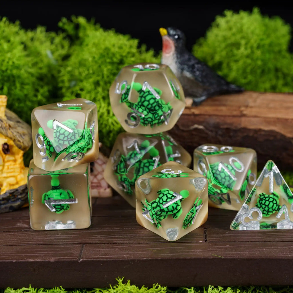 Cusdie Animal DnD Dices Cute Resin 7Pcs Various D4 D6 D8 D10 D% D12 D20  Polyhedral Dice Set for D&D Role Playing Board Games