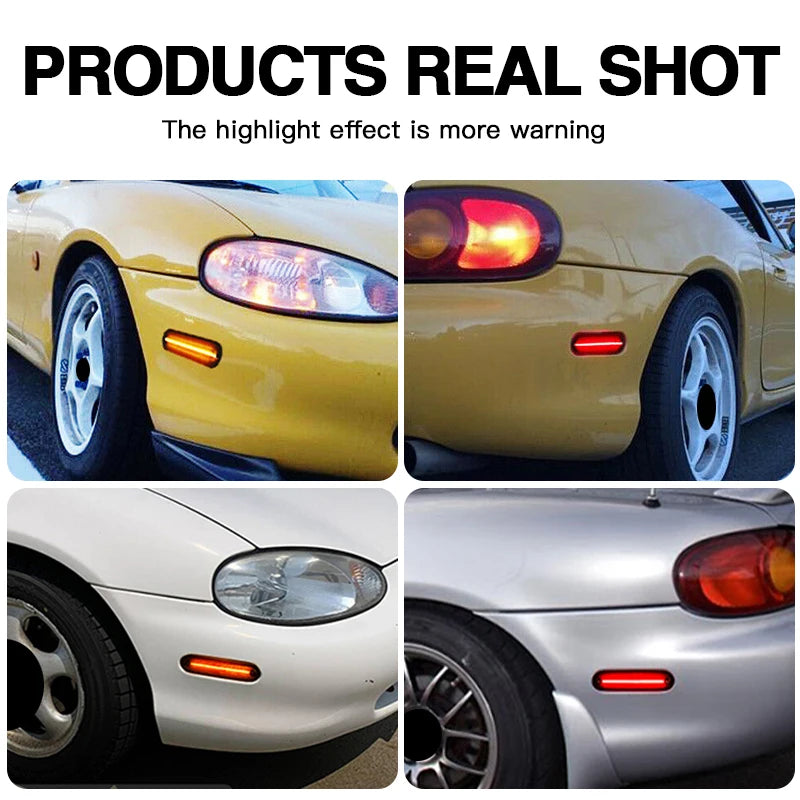 4PCS LED Side Marker Lights Canbus For Mazda Miata MX-5 1990-2005 Smoked/Clear Lens Front Amber Turn Signal Lamp Car Accessories