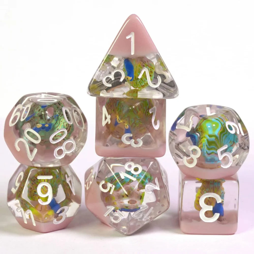 Cusdie Cute Animals DnD Dice Resin D4 D6 D8 D10 D% D12 D20 Polyhedral Dice Set for D&D Pathfinder Role Playing Table Board Games