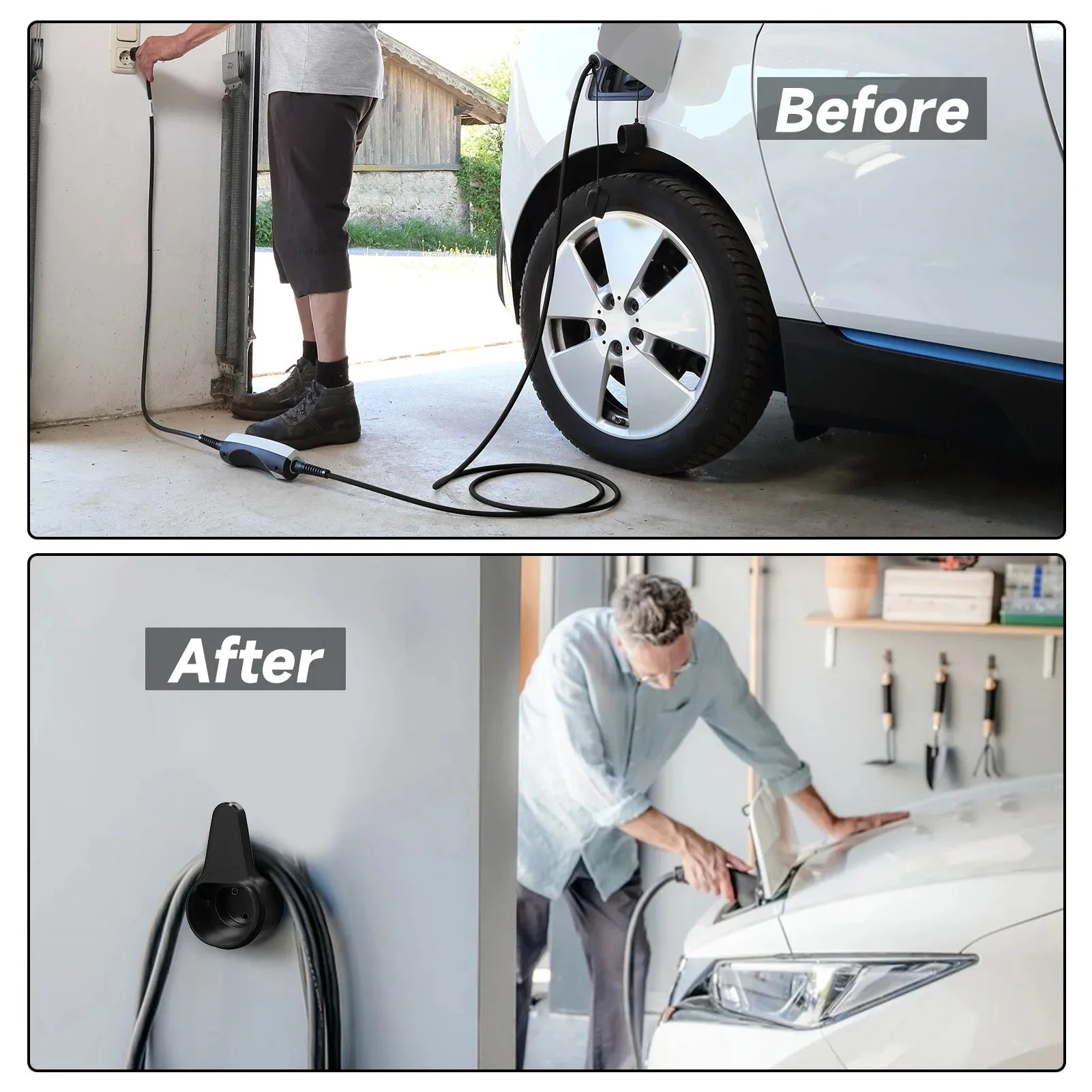 AFEEV Type 2 EV Charger Holder Charger Plug Holder Wall Mount Wallbox Socket Electric Car Charging Gun for IEC 62196-2 Charger