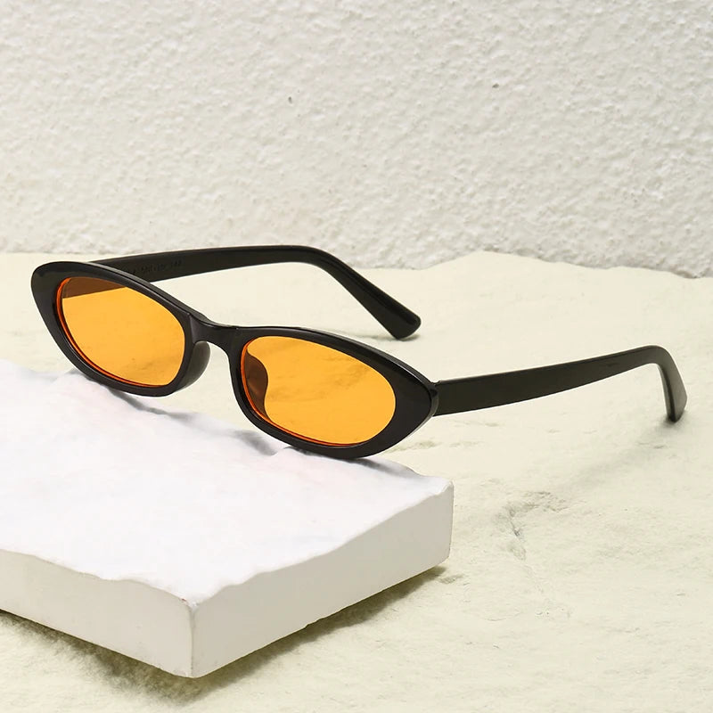 Hiking Eyewear Women's Black Sunglasses Fashion Brand Small Oval Frame Sun Glasses Ladies Retro Oval Eyewear Shade UV400