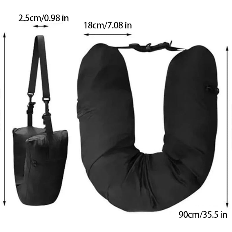 Travel Pillow Neck Support Portable Fillable Neck Pillow Space-saving Neck Travel Cushion Flight Travel Accessories