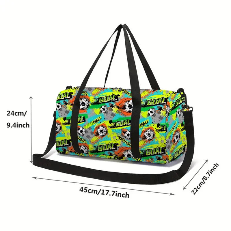 Jumping Football Large Capacity Luggage Bag  For Boy And Girls Best Gifts 2D Flat Cartoon Travel Duffels Hand Bag For Children
