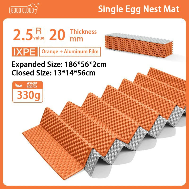 IXPE Aluminum Film Egg Nest Mat Foldable Waterproof Camping Mat for 1-2 Person Hiking Travel Backpacking Widen Tent Sleeping Pad