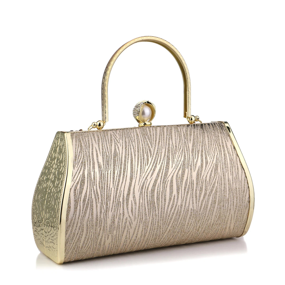 Mixed Color Pearl Metal Evening Bags Diamonds Line Printed Clutch Handbags Purse For Wedding