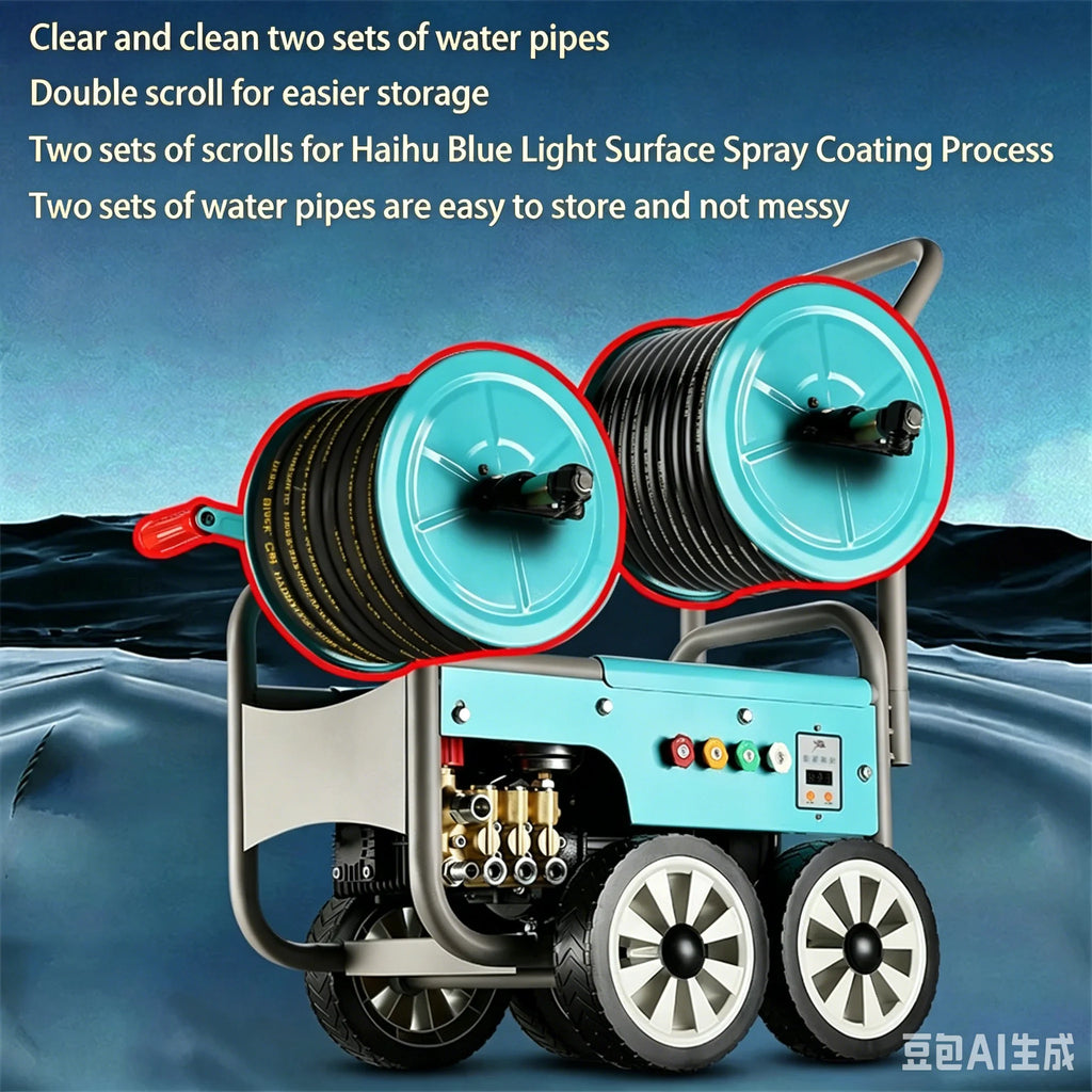 220V High Power High Pressure Water Jet Cleaner, Commercial Pipe Dredging Machine for Car Washing Sewer Drain Unclogging Propert