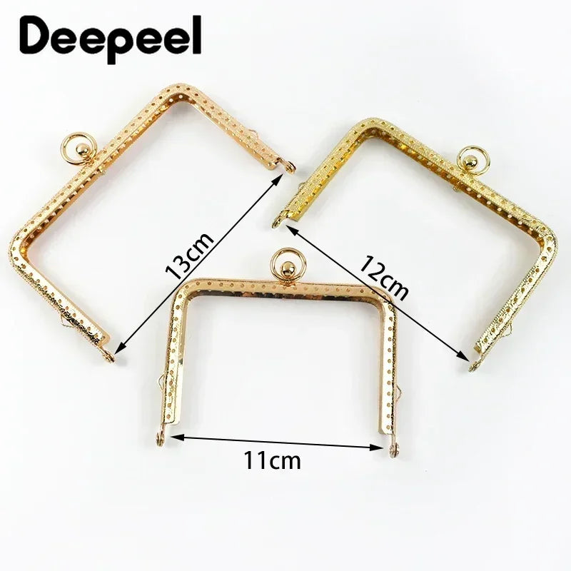 2/5Pcs Deepeel 11/12/13cm Embossed Metal Bag Handles Square Purse Frame Kiss Clasp wallet Brackets DIY Handmade Accessories