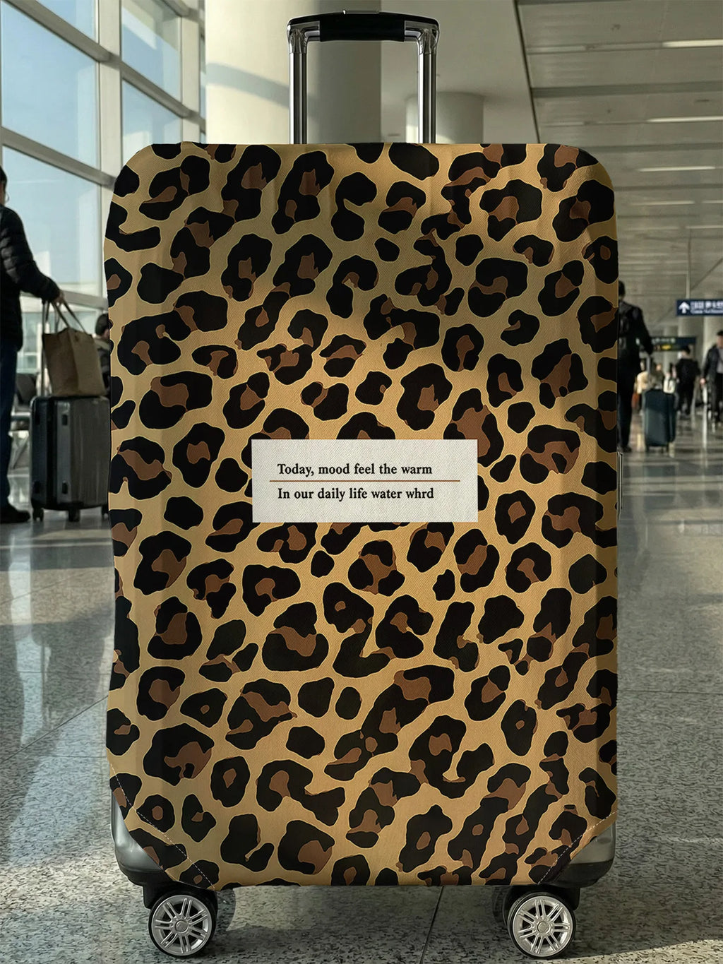 Classic Leopard Print English Slogan Luggage Cover, Suitable for 18-32 Inch Luggage Cover, Luggage Handle Glove, Travel Accessor