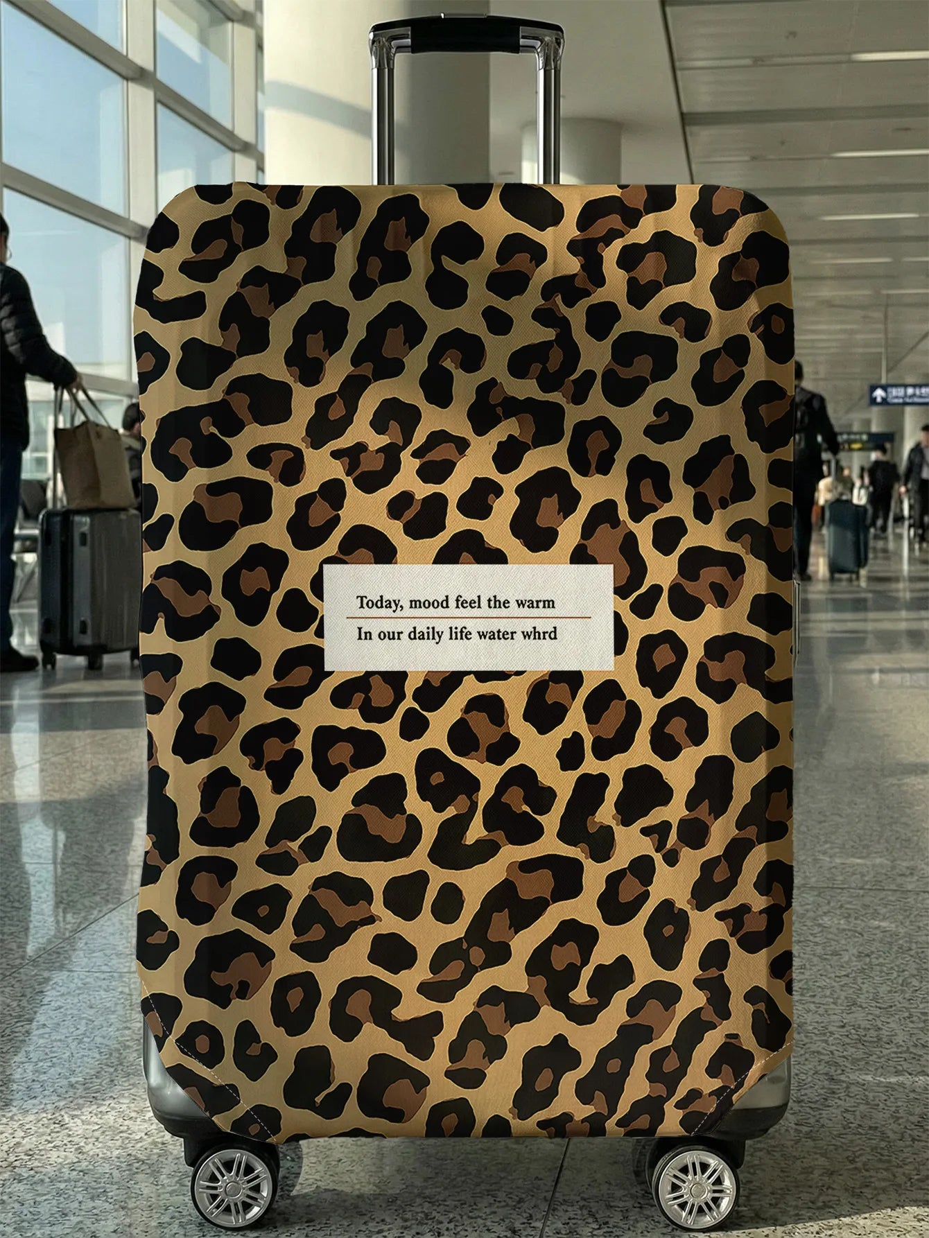 Classic Leopard Print English Slogan Luggage Cover, Suitable for 18-32 Inch Luggage Cover, Luggage Handle Glove, Travel Accessor