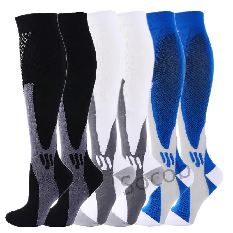 6/7 Pairs Compression Socks Varicose Diabetes Sock Running Cycling Hiking Touring Bicycle Marathon Outdoor Rugby Edema Long Tube