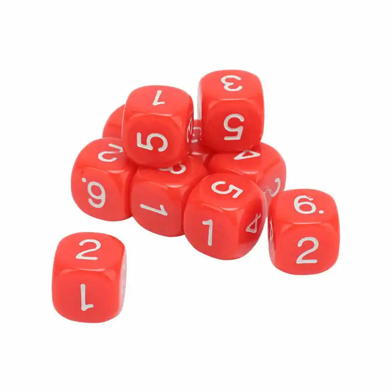 20 Pcs 6 Sided Number Dice Plastic 16mm Round Corner Polyhedral Dice Set for Numeral Teaching Board Games