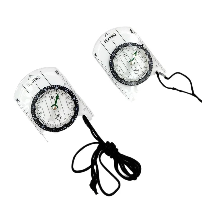 Transparent Mini Acrylic Map Scale Compass With Lanyard Outdoor Hiking Camping Navigation Direction Finder Tool