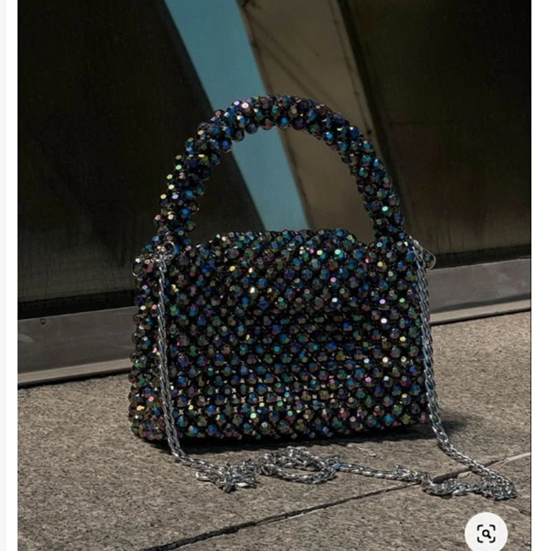 Handmade Beaded Handheld Women's Bag Summer Fashion Gift Dinner Chain Crossbody Bags New Customized Color Finished Product