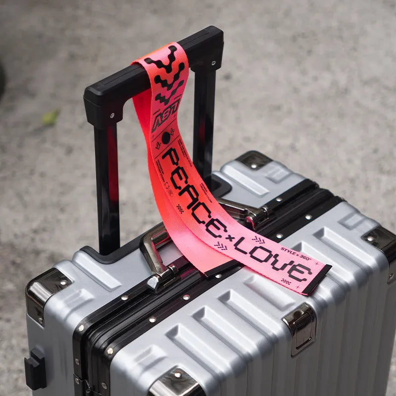 CHASE PEACE LOVE A81 Luggage Tag Fluorescent Green Travel Suitcase Identifier Strap, Anti-Lost Suitcase Label for Airplane