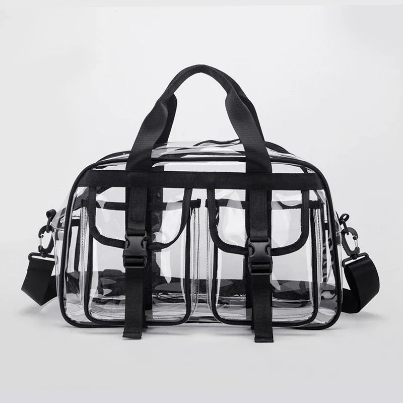 Fashion Versatile Solid Color PVC Transparent Travel Duffels 2025 New Hot Sale Zipper Simple Large Capacity Casual Shoulder Bag