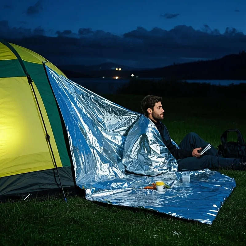 2pcs Extra Large Emergency Survival Blankets Extended 62x83inch Heavy-Duty Thermal Insulation Aluminum Foil Camping Hiking Home