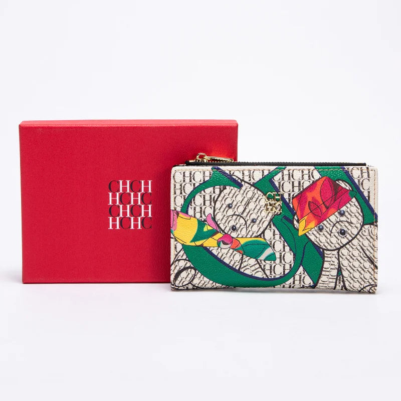 CH Wallet Monogram Print Long Zipper Purse With Box Card Holder Fashion Clutch For Women Daily Use Travel Shopping Casual