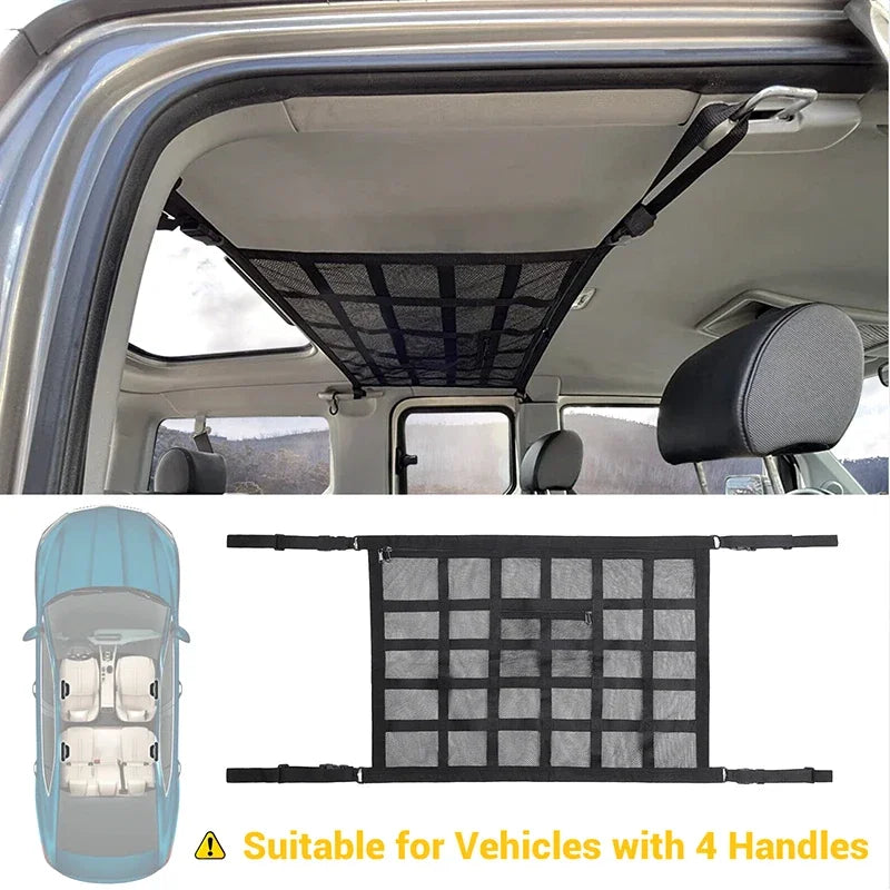 Car Roof Storage Organizer Automotive Ceiling Cargo Net Pocket Mesh Car Camping Accessories Storage Bag Roof Tent Two colors