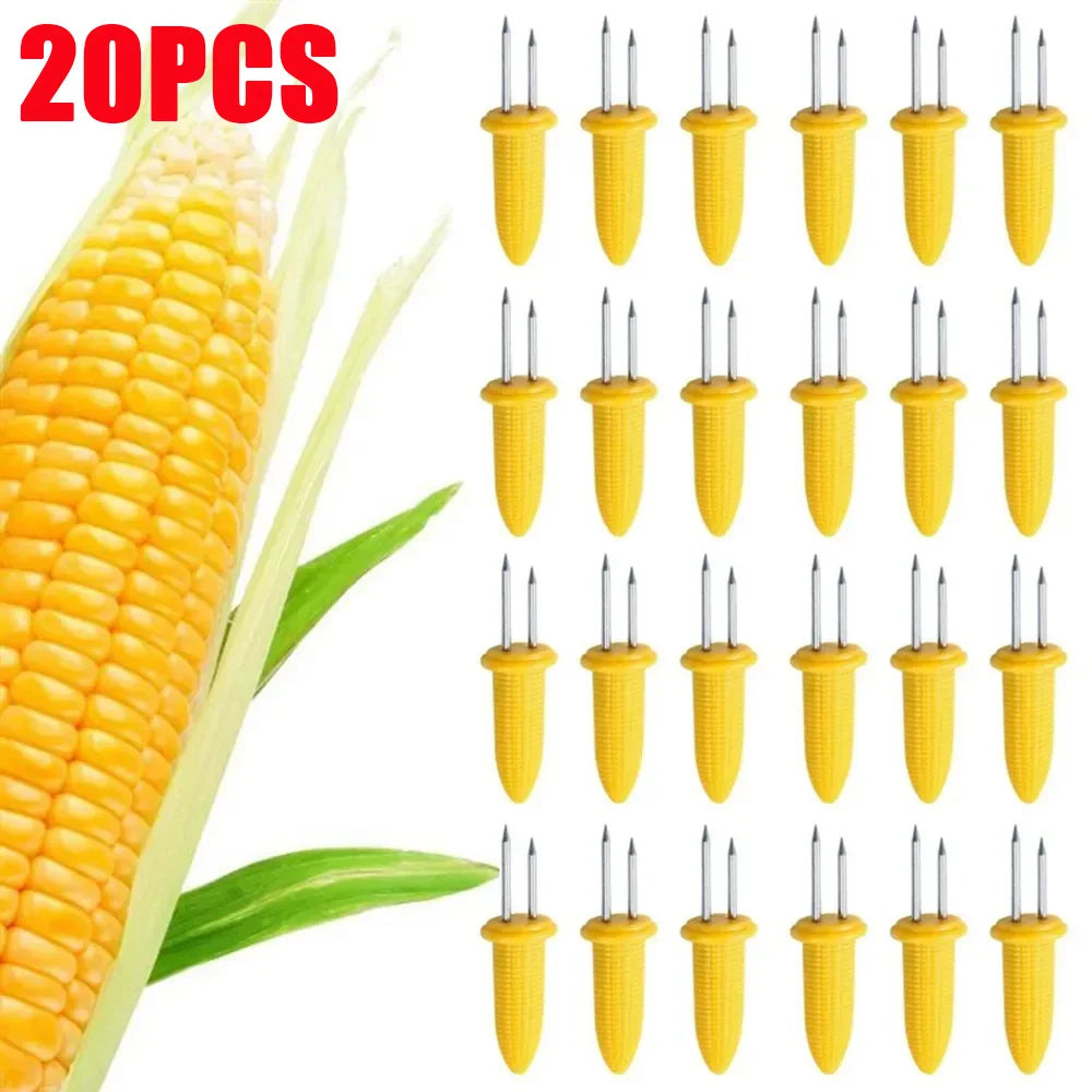 5/10/20Pcs Corn Holders BBQ Stainless Steel Fruit Double Corn Forks Anti Scalding Corn Outdoor Camping Barbecue Tool Accessories