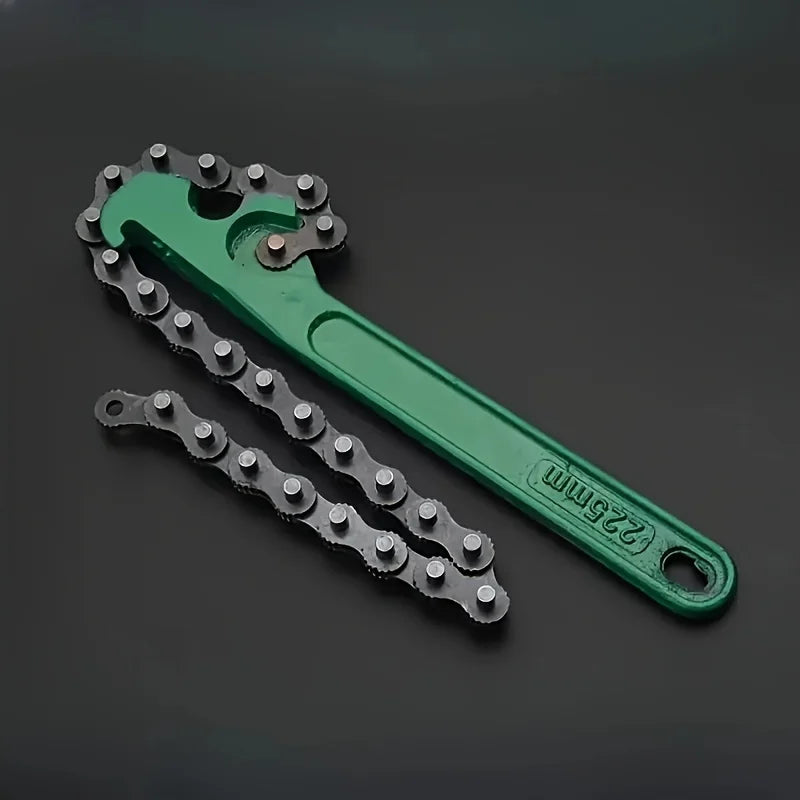 1pc Steel Heavy Duty Chain Wrench Tool, Adjustable Grip Spanner with Ergonomic Handle for Oil Filter Pipe Fittings Removal