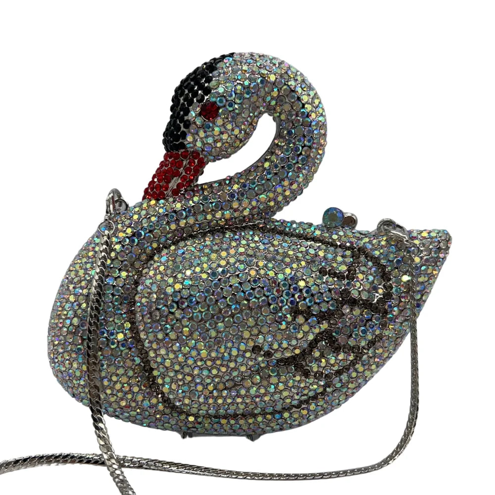 New Product Colorful Jewelry Crystal Swan Evening Bag Luxury Ladies Boutique Evening Bag With High Quality