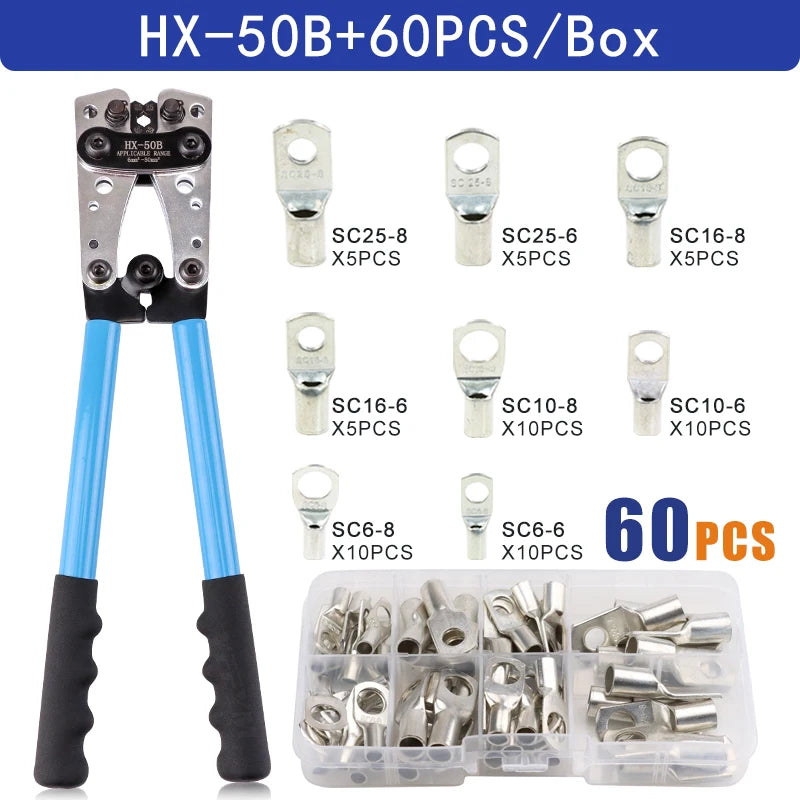 Battery Cable Lug Cable Crimping Pliers 6-50mm²/AWG 10-0 Tube Terminal Crimper Hex Crimp Tool Multitool  Hand Tools HX-50B