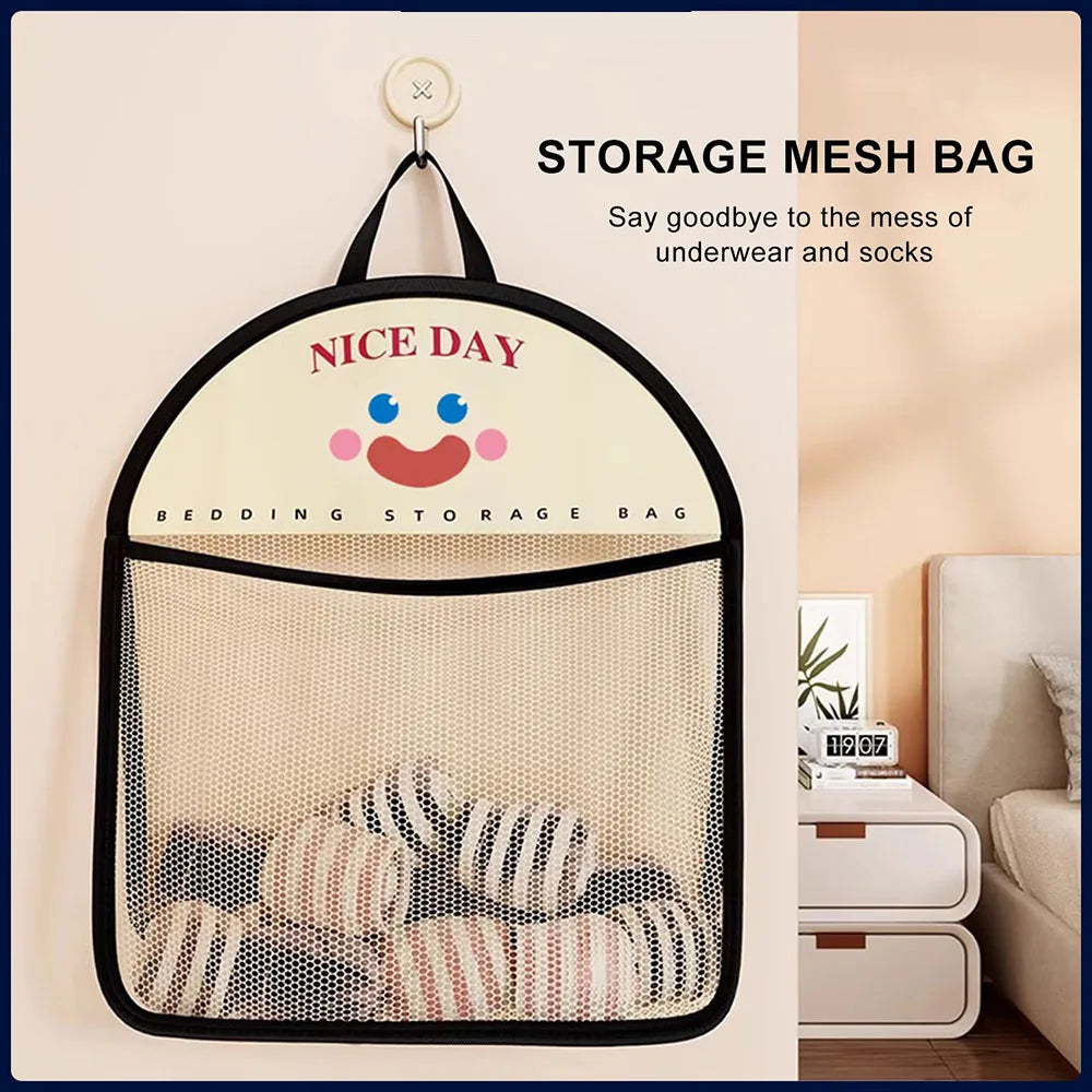 Cute Wall Hanging Breathable Mesh Bag Underwear Storage Bag Socks Storage Bag Wardrobe Organizer Storage Underwear Accessories
