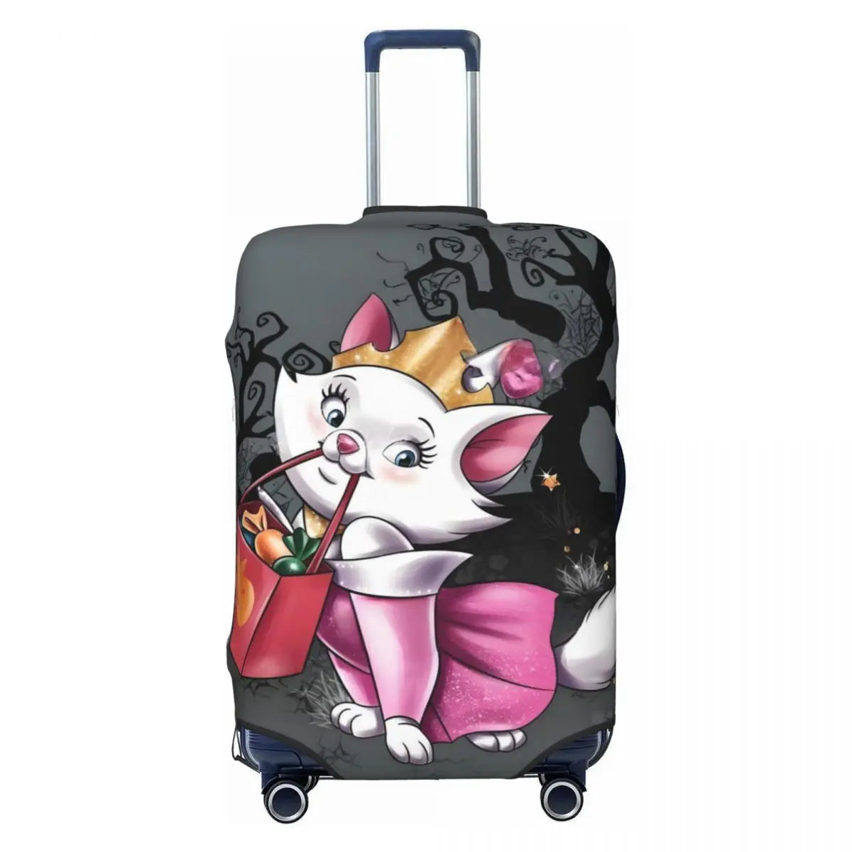 CustomM-Marie Cat Cartoon Travel Luggage Cover Elastic Suitcase Cover Protector Fit 18-32 Inch