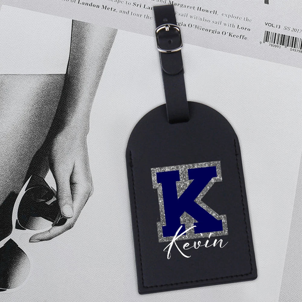 Personalised Monogram Luggage Tag Initial with Name Leather for Suitcase Baggage Tags Travel Bag Label Tag Wedding Best Man Gift