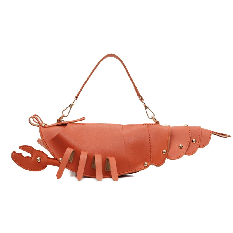 PU Zipper Commuting Crossbody Bags Lobster Shape Niche 2025 High Quality Ladies Bags Solid Color Rivet Fashion Shoulder Bags