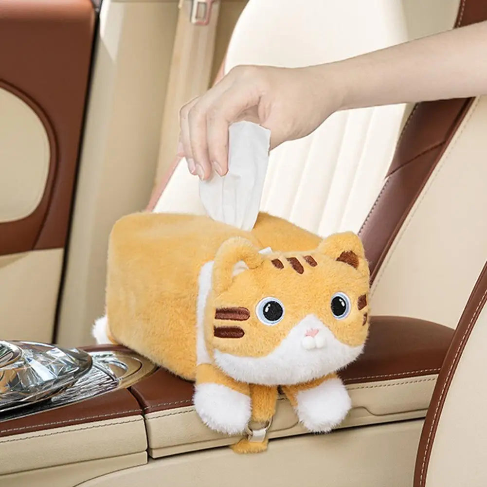 New Car Tissue Box Cute Cartoon Cat Car Car Paper Box Hanging High-end Decoration Car Tissue Bag Car Tissue Box Car Accessories