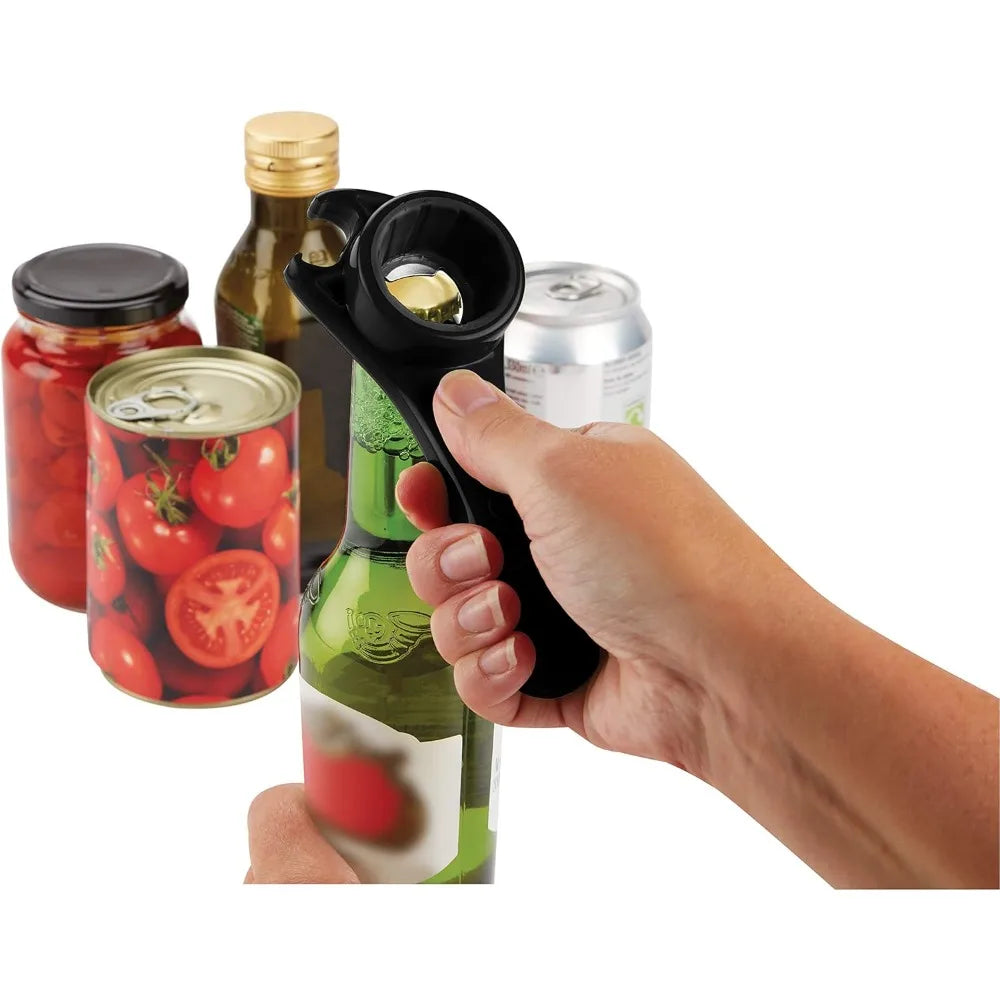 5 Way Opener - Twist-off Caps, Bottle Caps, Pop-Tops, and Jar Lids - Essential Kitchen Gadget for Easy Opening of Jars, Bottles, and Cans - Home Kitchen Accessories - Beer, Wine, and More!