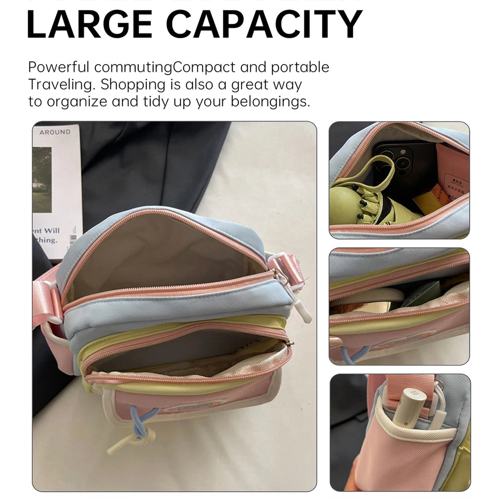 Cute Crossbody Bag for Junior High School Girls, Good-Looking, Large-Capacity Handbag, Tutoring Shoulder Bag, Commuting Spring Outing School Bag for Girls