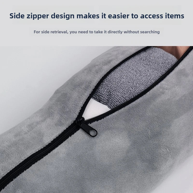 Fillable U-Shaped Travel Neck Pillow with Velvet Cover & Storage Bag - Comfortable for Airplane, Car, Office, Portable Design