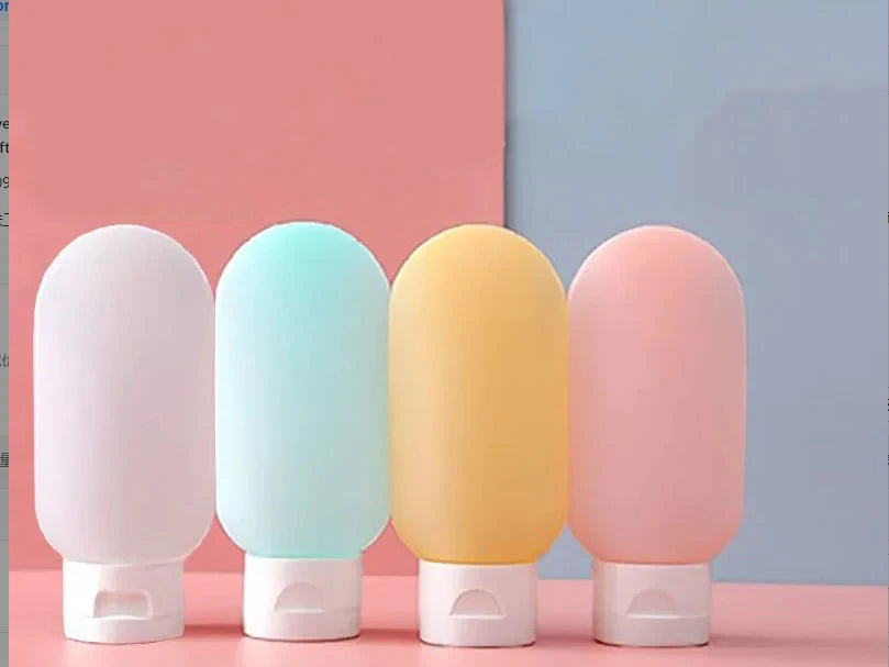 4Pcs/Set Travel Botttle Set 60ml Refillable Bottle Soft Silicone Lotion Shampoo Container Squeeze Tube Empty Bottle Wholesaleliu