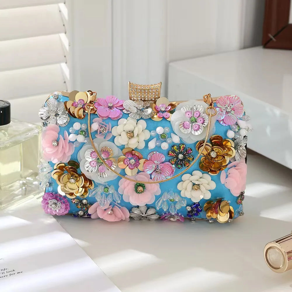New High-end Flower Dinner Bridal Evening Bag Creative High-value Flower Princess Diana Bag Clutch Purses Bolsas De Fiesta Noche