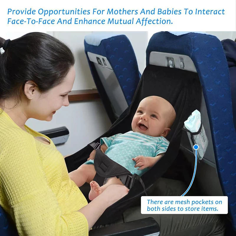 Travel Airplane Bed For Baby Pedals Bed Kids Airplane Seat Extender with Side Pocket Portable Foot Rest Hammock Car Sleep Crib