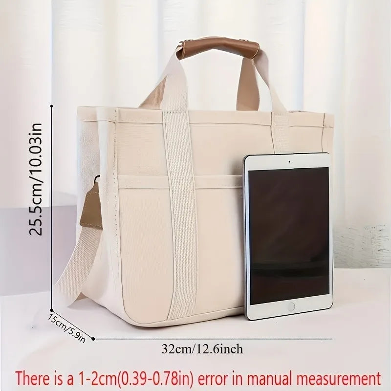 Fashionable White Women's Shoulder Bag, Large Capacity Handbag, Multifunctional Multi Compartment Storage Bags